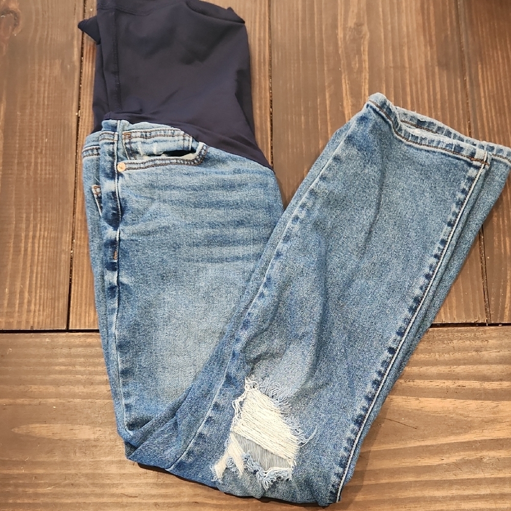 Distressed Pinkblush Maternity Jeans